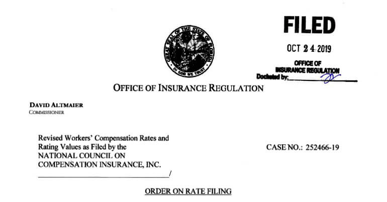 Florida worker's comp rates to drop 7.5 percent. 